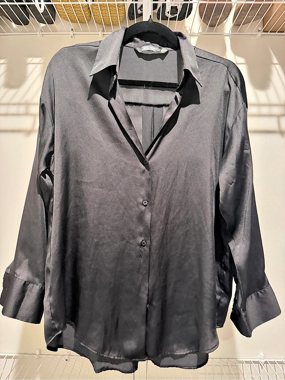 Zara Button Front Blouse in Gray Size XS